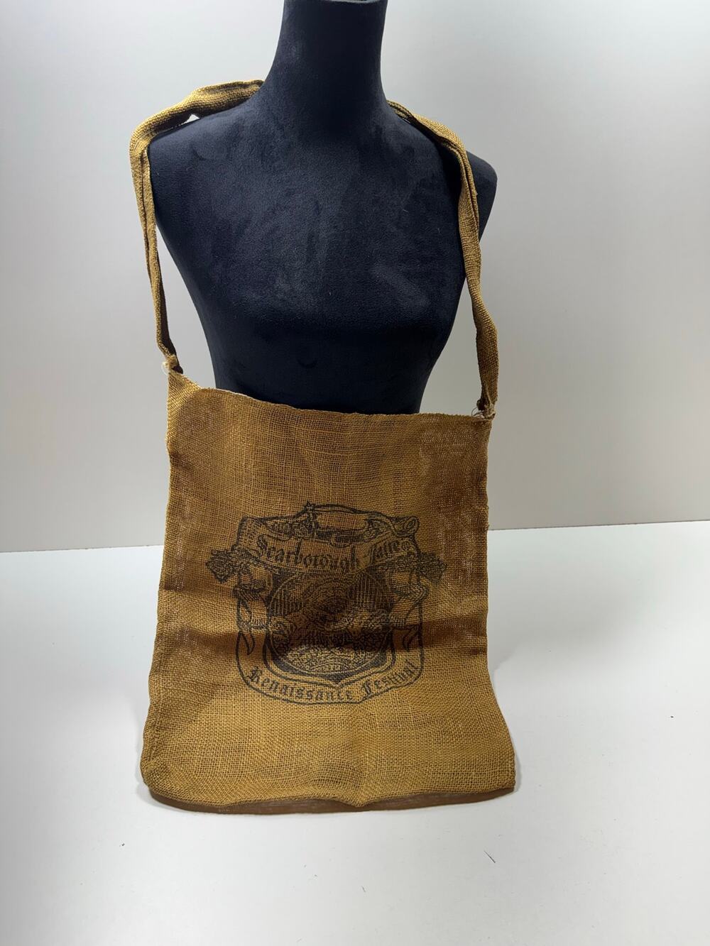 Vintage Scarborough Faire Texas Renaissance Festival Burlap Tote Bag Crossbody